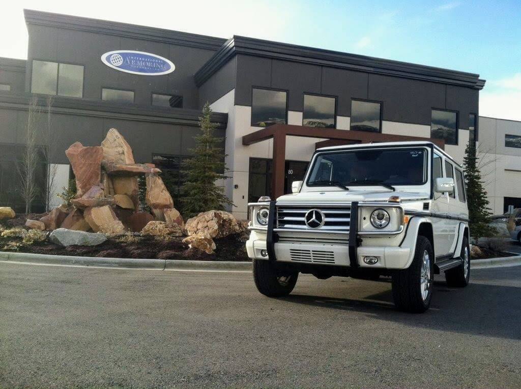 End Product Bulletproof White Mercedes G Wagon Vehicle Armoring Kits