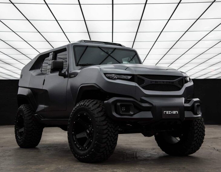 Outside Rezvani Motor Tank Armormax Grey